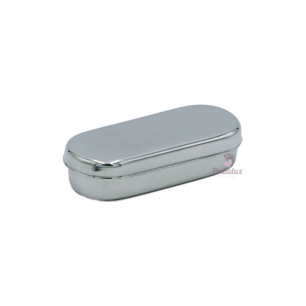 Opbergdoos voor scalpel- of gutsbladen. Roestvrij staal.