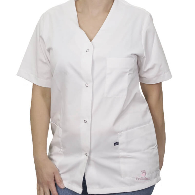 Witte Medische Tuniek voor Dames. Lengte 75 cm. Verkrijgbaar in 4 maten.