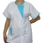 Tunique médicale Blanche et Turquoise Longueur 75cm - Taille 1 - Taille - Taille 1