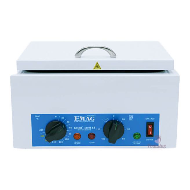 Hot air sterilizer. Emmi Steri 15. Basket size 230x111x29mm. Hot air sterilizer. Emmi Steri 15. Basket size 230x111x29mm.