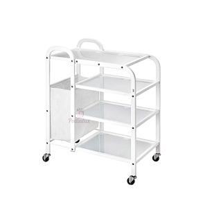 Guéridon 3 étagères en verre. Blanc Guéridon 3 étagères en verre. Blanc