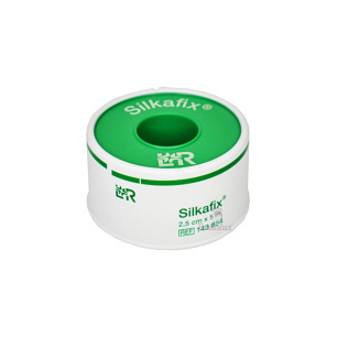 Pansement adhésif Silkafix. En soie. Rouleau 1,25cmx5m ou 2,5cmx5m Pansement adhésif Silkafix. En soie. Rouleau 1,25cmx5m ou 2,5cmx5m