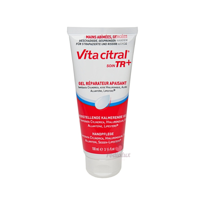 Gel réparateur mains abimées, gercées Vita Citral Tr+. Akileïne. Tube 100ml