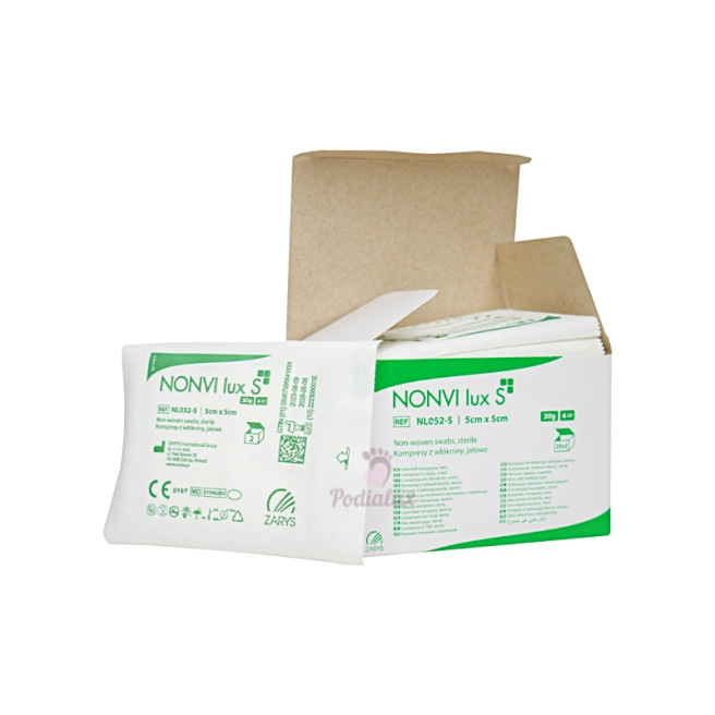 Non-woven and sterile compresses, 4-ply Nonvi Lux S, pack of 25 pieces, 5x5cm.