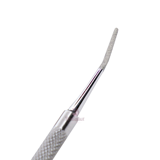 Dubbelzijdige hoekvijl met diamant- en fijne uiteinden 14 cm.