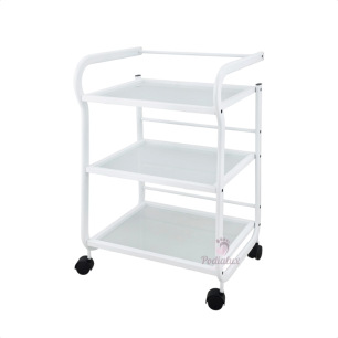 Three-tier glass side table. White.