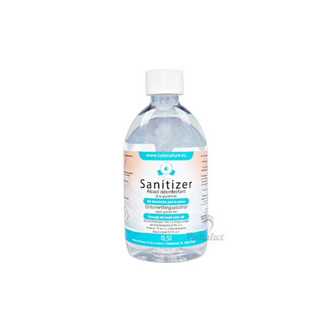 Desinfecterende alcohol 70% met glycerine Sanitizer By La Nature 500ml met spray.