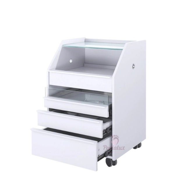 Guéridon Optima avec tiroir UV pour rangement, confort et mobilité en cabinet de pédicure et de podologie
