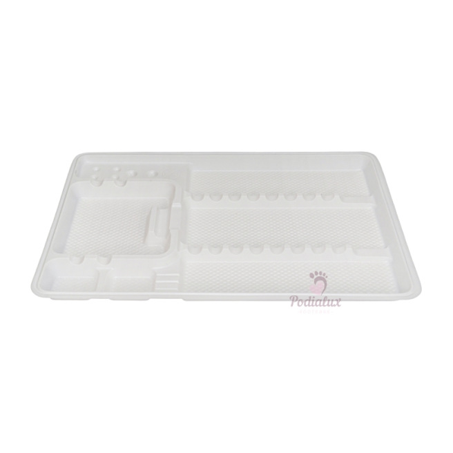 Witte plastic schalen met wegwerpcompartimenten 25 stuks.